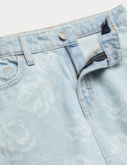 Pure Cotton Floral Denim Skirt (2-16 Yrs)