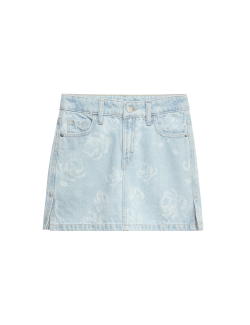 Pure Cotton Floral Denim Skirt (2-16 Yrs)