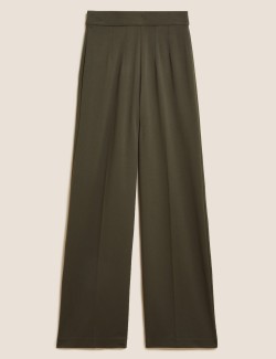 Žerzejové kalhoty s širokými nohavicemi, se strečem