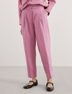 Pure Linen Tapered Ankle Grazer Trousers