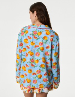 Pyžamový top s límečkem a květinovým potiskem