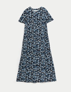 Pure Cotton Printed Midi T-Shirt Dress