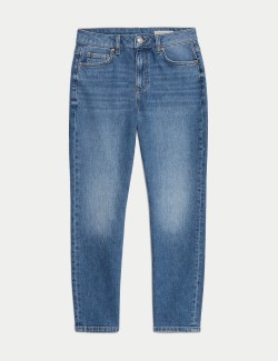 High Waisted Slim Fit Cropped Jeans