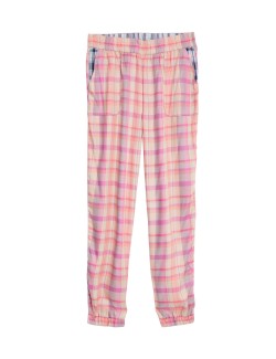 Kárované pyžamové kalhoty s manžetovým lemem