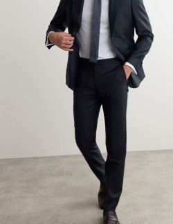 Tailored Fit Pure Wool Twill Suit Trousers