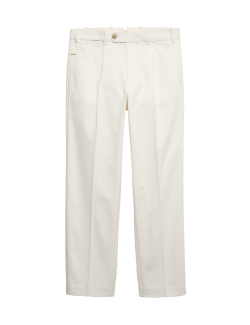 Pure Cotton Tapered Fit Pleated Twill Trousers