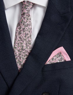 Slim Printed Floral Tie & Pocket Square Set