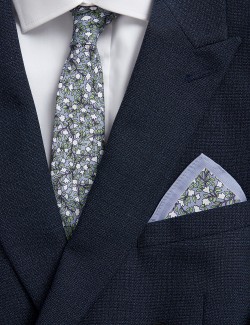 Sada úzké květované kravaty a klopového kapesníku