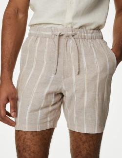 Linen Rich Elasticated Waist Shorts