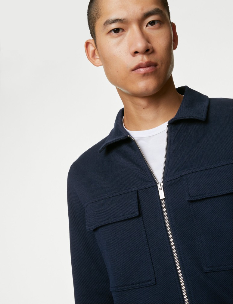 Cotton Rich Textured Overshirt