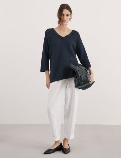 Cotton Rich V-Neck Relaxed Jumper