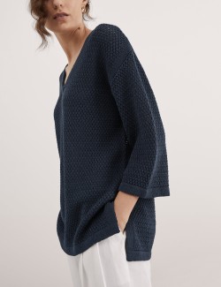 Cotton Rich V-Neck Relaxed Jumper