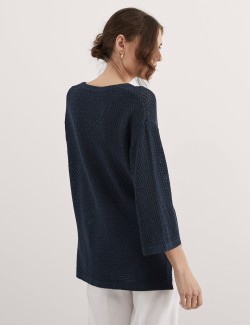 Volný svetr s výstřihem do V s vysokým podílem bavlny