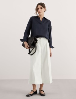 Kalhotová sukně se širokými nohavicemi a vysokým podílem bavlny