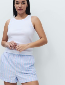 Pruhované pyžamové šortky z čisté bavlny