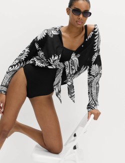 Žebrované texturované plavky s oválným výstřihem