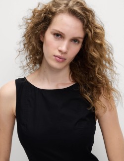 Splývavé mini šaty z čisté bavlny s kulatým výstřihem