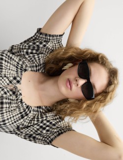 Kostkované volné mini šaty z čisté bavlny