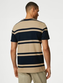 Pruhované tričko s barevnými plochami, z čisté bavlny