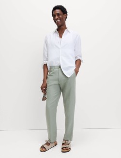 Chino kalhoty ze směsi lnu, normální střih