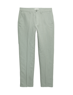 Chino kalhoty ze směsi lnu, normální střih