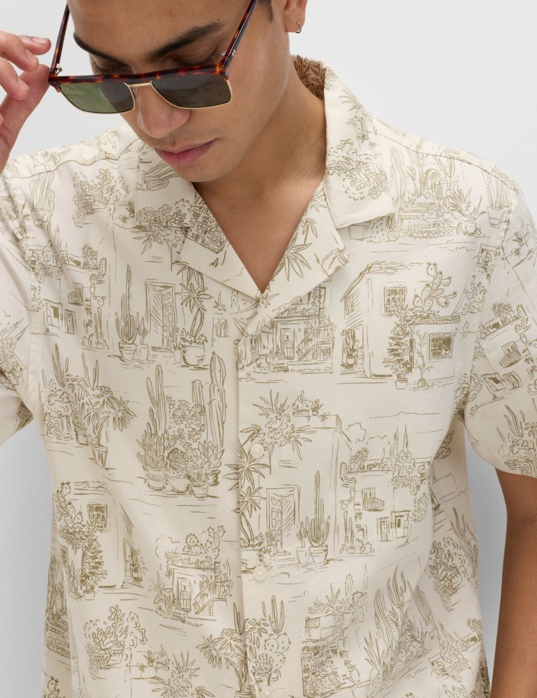Pure Cotton Printed Short Sleeve Shirt