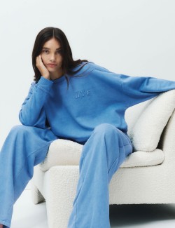 Domácí mikina s vysokým obsahem bavlny, počesaná vnitřní strana