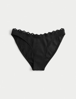 Vysoce střižený spodní díl bikin s výšivkou