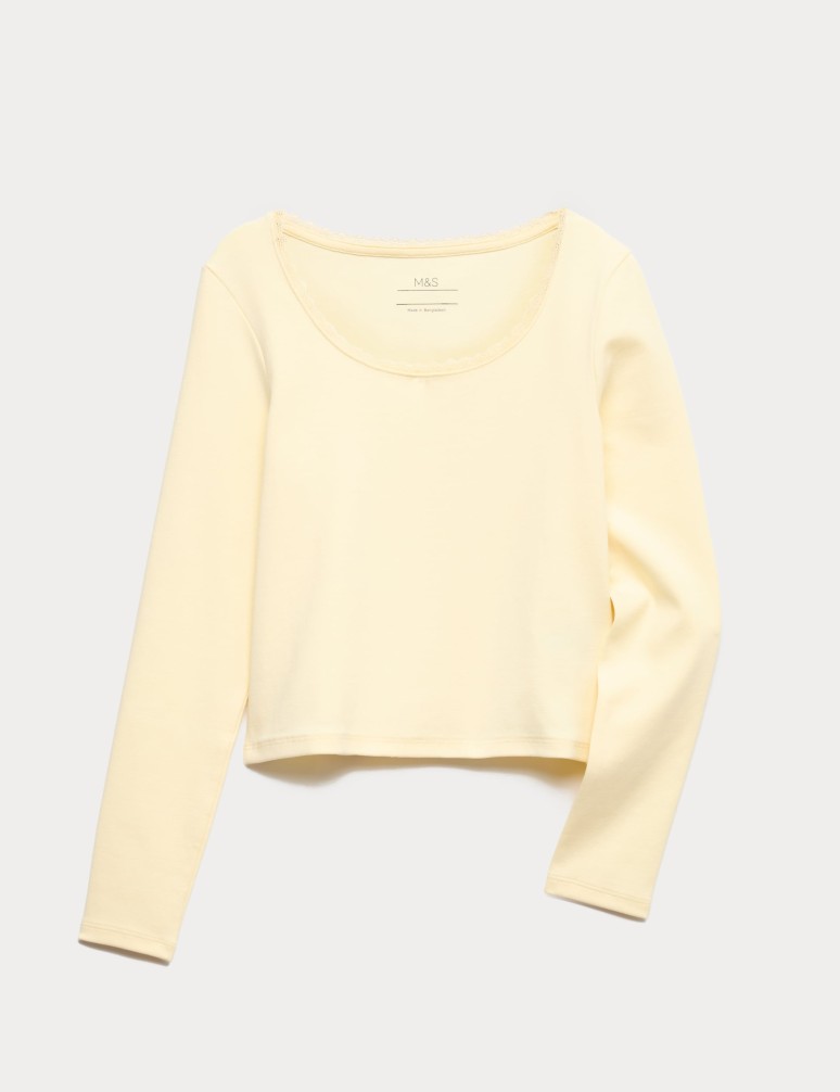 Cotton Rich Lace Trim Top