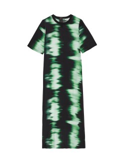 Cupro Rich Printed Midaxi T-Shirt Dress