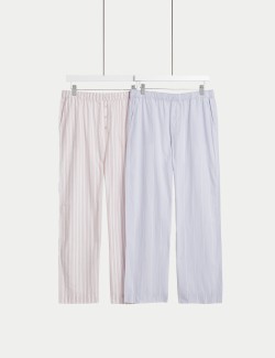 Pruhované pyžamové kalhoty z čisté bavlny, s úpravou Cool Comfort™, 2 ks v balení
