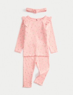 3pc Cotton Rich Jersey Strawberry Ditsy Outfit (0-3 Yrs)