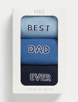 Ponožky s nápisem „Best Dad Ever“ a vysokým podílem bavlny, 3 páry