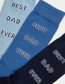 3pk Best Dad Ever Cotton Rich Socks