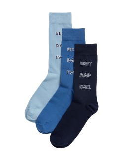 Ponožky s nápisem „Best Dad Ever“ a vysokým podílem bavlny, 3 páry