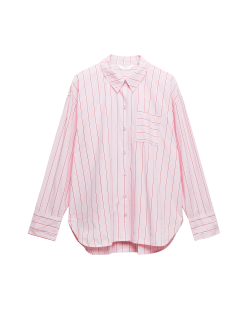 Pruhovaný pyžamový top z popelínu, z čisté bavlny