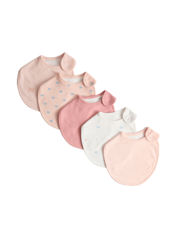 5 Pack Cotton Rich Bow Dribble Bibs