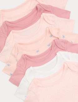 7 Pack Pure Cotton Bow Bodysuits (0-3 Years)