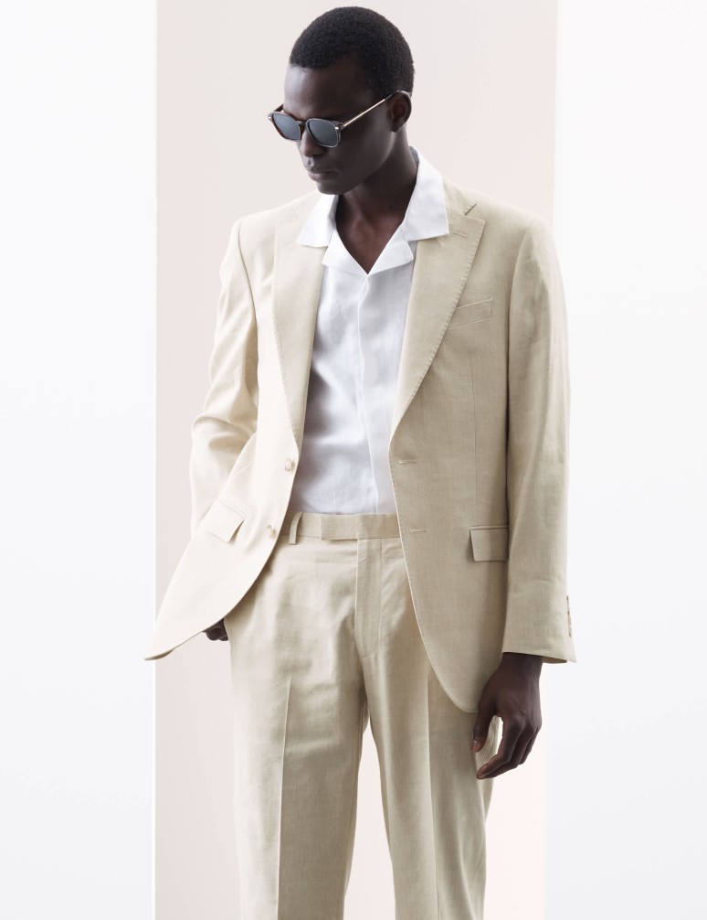 Tailored Fit Italian Performance Linen Blend Suit Jacket