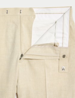 Tailored Fit Italian Performance Linen Blend Suit Trousers