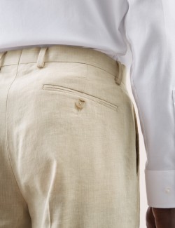 Tailored Fit Italian Performance Linen Blend Suit Trousers