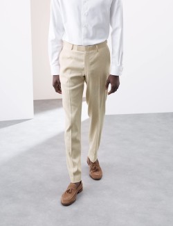 Tailored Fit Italian Performance Linen Blend Suit Trousers