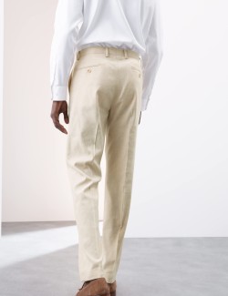 Tailored Fit Italian Performance Linen Blend Suit Trousers