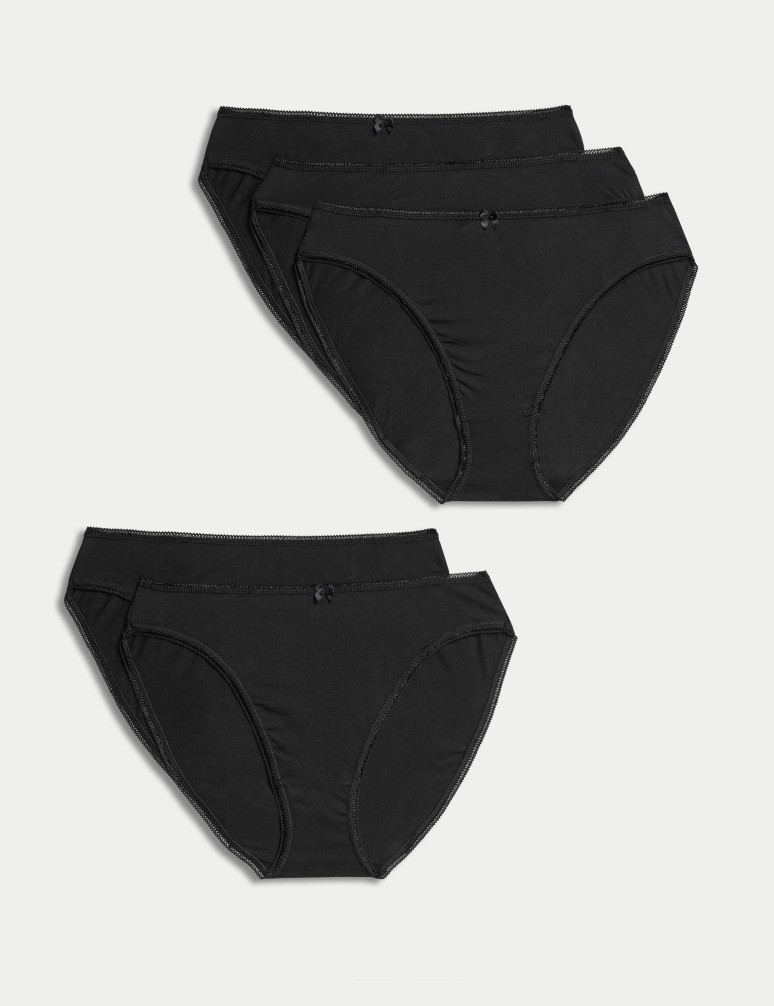 5pk Cotton Lycra® High Leg Knickers
