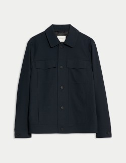 Textured Technical Twill Trucker Jacket