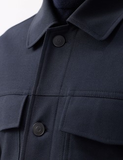 Textured Technical Twill Trucker Jacket