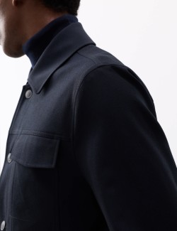 Textured Technical Twill Trucker Jacket