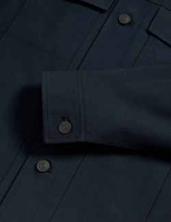 Textured Technical Twill Trucker Jacket