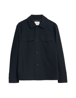 Textured Technical Twill Trucker Jacket