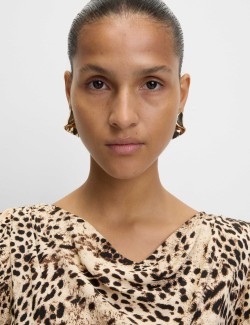 Midaxi šaty s řasenými rukávy a potiskem